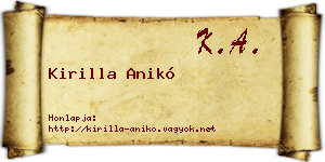 Kirilla Anikó névjegykártya